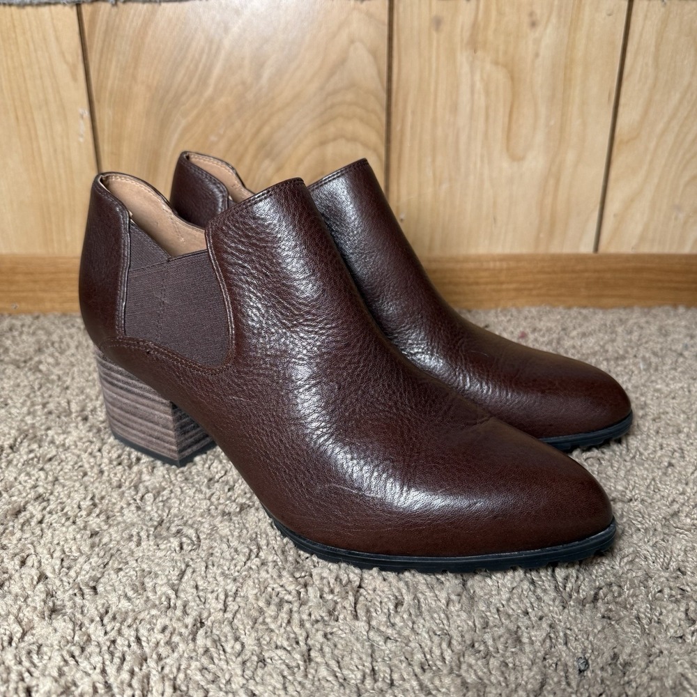 Vionic Belmont Shooties Brown Leather Ankle Boots US 10